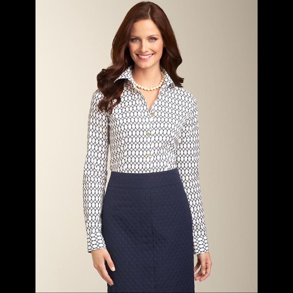 Talbots Chain Link Wrinkle Resistant Blouse
